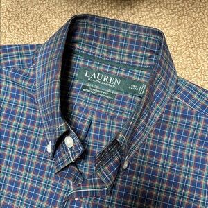 Lauren Ralph Lauren Navy Multicolor Plaid Button-Down Shirt